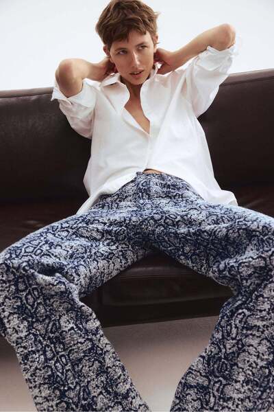 H&M Crease-leg bouclé denim jeans