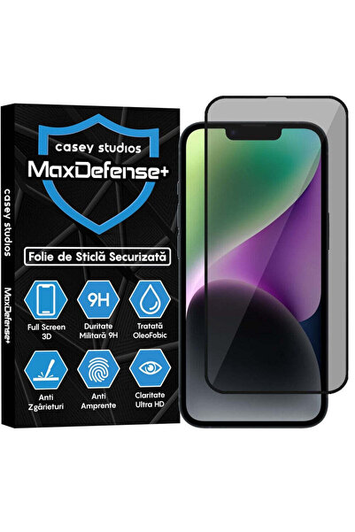 Casey Studios Folie Sticla Privacy iPhone 14, Full Cover 3D, Ultra HD, Anti Zgarieturi, Anti Socuri