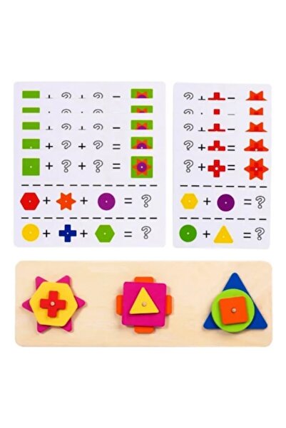 Almido Montessori wooden logic puzzle — geometric shape matching with cards, Almido, 30 cm