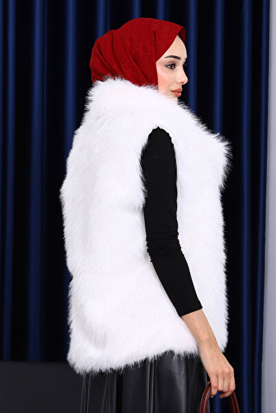 İmajButik Ekru Astarlı Kürk Yelek