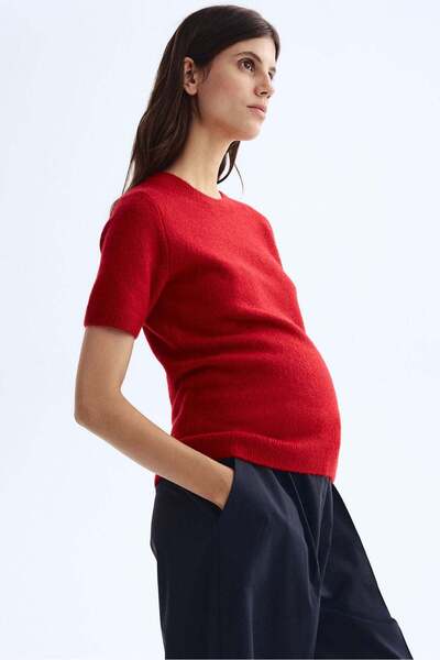 H&M MAMA Short-sleeved fine-knit top