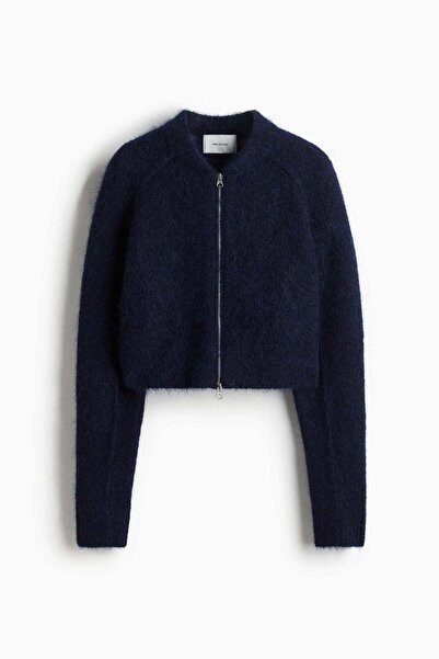 H&M Mohair-blend zip-through cardigan