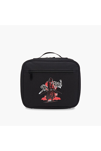 Juniors حقيبة غداء مطبوعة بنمط الساموراي مع سحاب للإغلاق