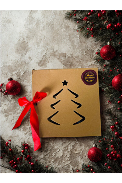 BeOne Luxury Cosmetics Kraft box with ribbon and window cut out in the shape of a Christmas tree