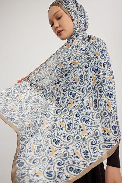 ipekistanbul Aurora Designed Fringe Shawl - Ethnic Spring - Indigo