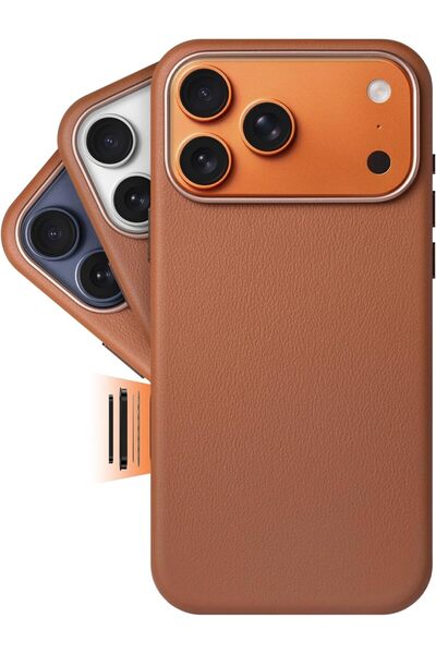 HYX جراب جلدي فاخر كلاسيكي لهاتف iPhone 17 Pro — جلد فاشيتا أوروبي (سرج)