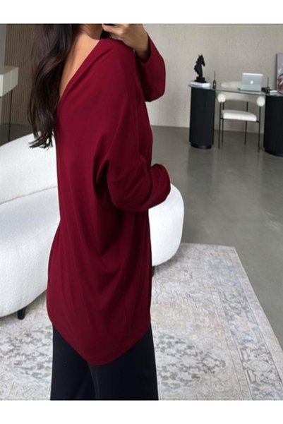 MİRVE BUTİK Back and Front V-Neck Casual Bluse