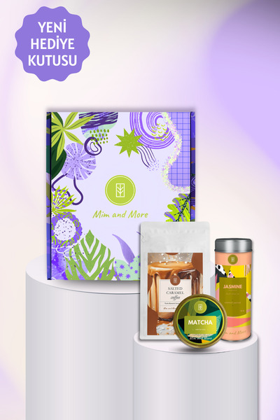 Mim and More Flair Hediye Kutusu | Saf Matcha, Jasmine Tea, Salted Caramel Coffee – Doğal Lezzet Seti