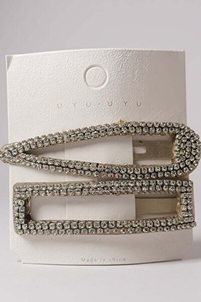 TAKIŞTIR Silver Color Stone Detailed Double Side Buckle