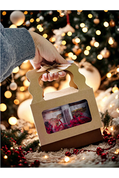 BeOne Luxury Cosmetics Kraft box with handles, tag and Christmas ribbon ~ Body butter + Body scrub + Lip balm