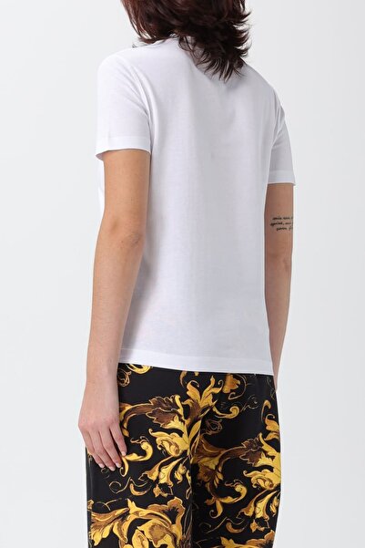 Versace Women's Regular Fit Letter Logo Crew Neck T-Shirt - White