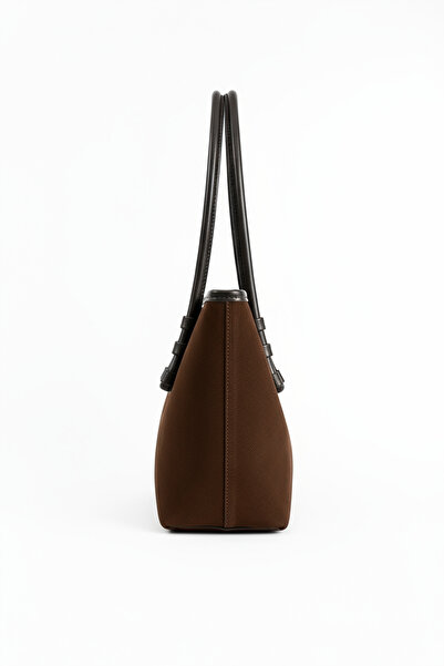 KISCHE Women's Tote Bag Black Braided Coffee Suede