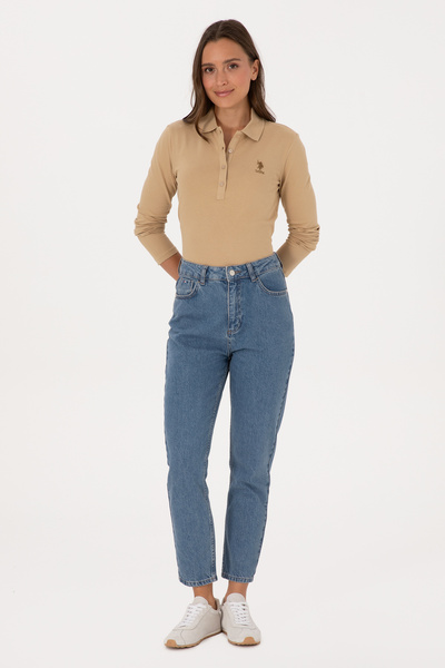 U.S. Polo Assn. Women's Sand Basic Polo Neck Sweatshirt 50307755-Vr085