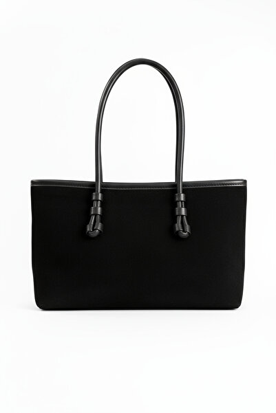 KISCHE Women's Tote Bag Black Braided Black Suede Bag