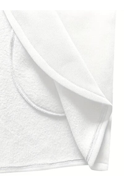 Afri White Women's 3 Thread Ş Fleece-Lined K Hooded Jacket – Asymmetrical Zipper Oversize