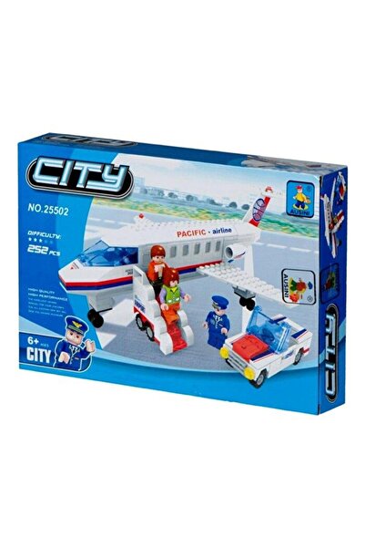 hak-iş oyuncak City Airplane and Pilot Set 252 Piece Building Block Set
