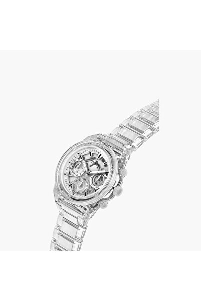 Guess Women's 39 MM Transparent Chronograph Nylon Watch | GW0650L1