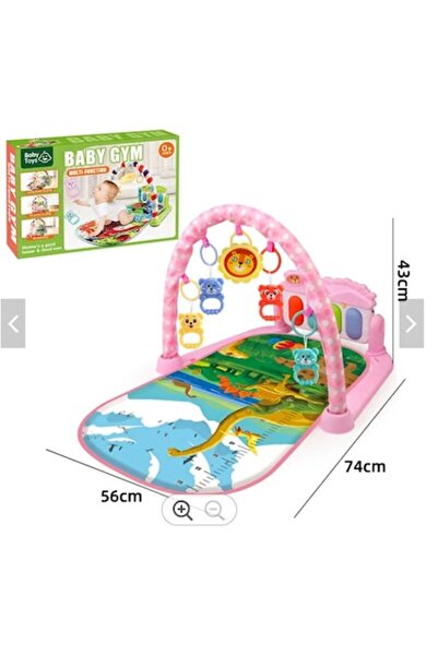 baby toys Musical interactive play mat with piano, 74x56 cm, dinosaur print, for babies, pink