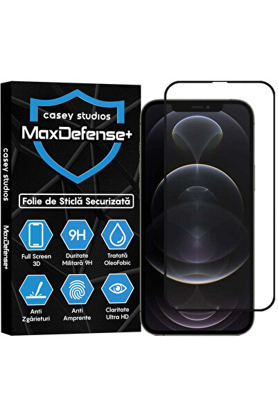 Casey Studios Folie Sticla iPhone 12 Pro Max, Full Cover 3D, Ultra HD, Anti Z...