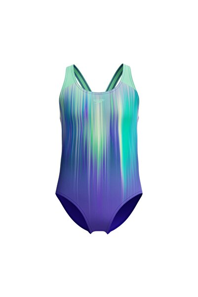 SPEEDO Girls' Placement Splashback Digital Swimsuit Blue/Purple