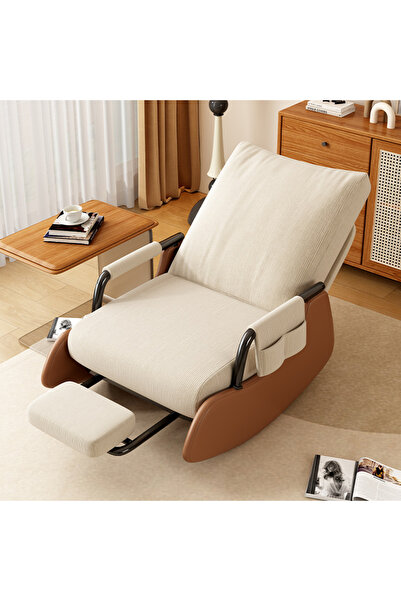 Cozara Multi-Functional Folding Rocking Chair Recliner Flat-Lying Sleep Design Balcony Lounge Chair Vintage