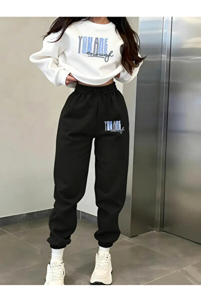 DİVİN -Women's Printed Oversized Sweatahirt -Sweatpants 2-Piece Set