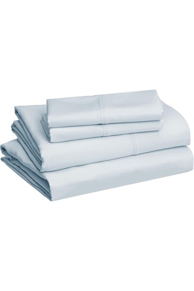 Amazon basics Lightweight Ultra-Soft Microfiber Sheet Set with 35.5 cm Deep Pockets - Full, Light Bl