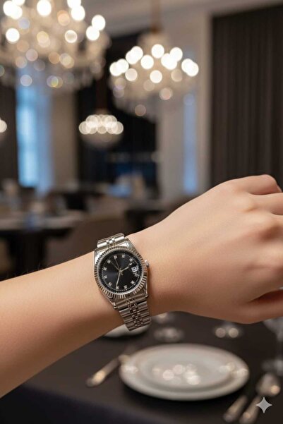 SPECTRUM PREMİUM ساعة يد نسائية بسيطة من New Season مع تقويم وسوار فولاذي