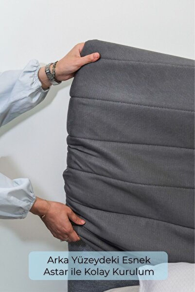 JAZMİN JARDİN Baza Yatak Başlık Kılıfı – Renk ve Ölçü Seçenekli, Tay Tüyü Kapitone Kumaş, Kolay Kurulum