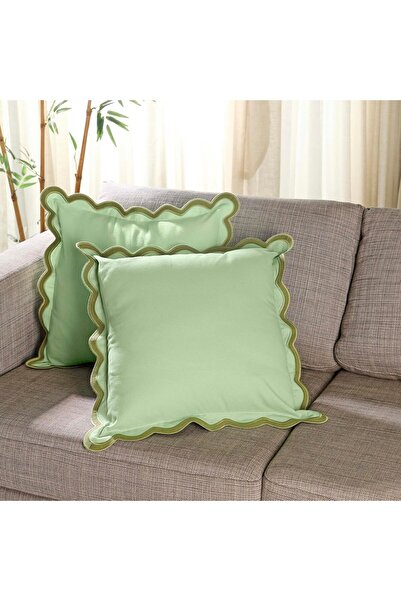 Folkulture 100% Cotton Boho Decorative Pillow Covers, Floral, 45x45 cm (Forest Sage) - Set of 2