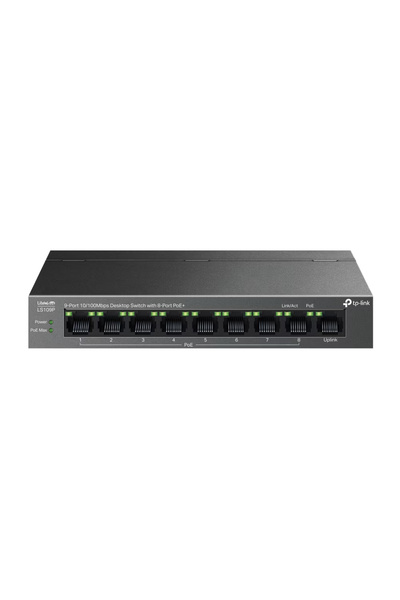 TP-LINK Switch LS109P, 9x100Mbps (8xPOE+), carcasa metalica, desktop, negru