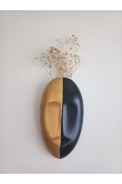 emilysamy Two Color Abstract Human Face Wall Vase, Mask Wall Ornament, Accessory Black-Gold