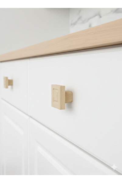 NİRVANA WOOD مقبض خشبي بتصميم ريفي - مقبض خزانة فاخر من الخشب الصلب، مزخرف (ق...