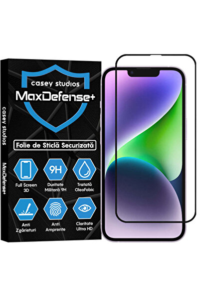 Casey Studios Folie Sticla iPhone 14, Full Cover 3D, Ultra HD, Anti Zgarietur...