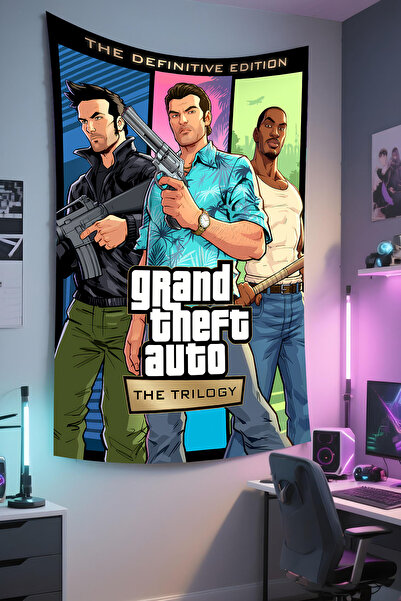 RUGRUMBA Gta Printed Wall Covering – Gamer-Themed, High-Quality Fabric, Tapes...