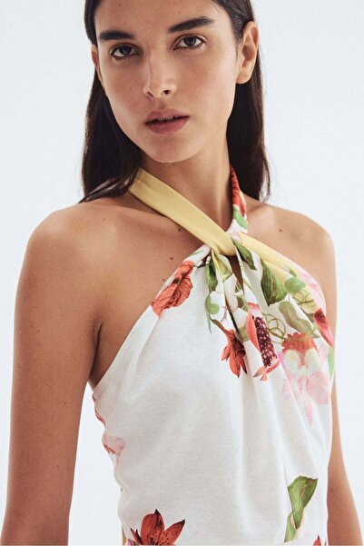 H&M Linen-blend halterneck dress