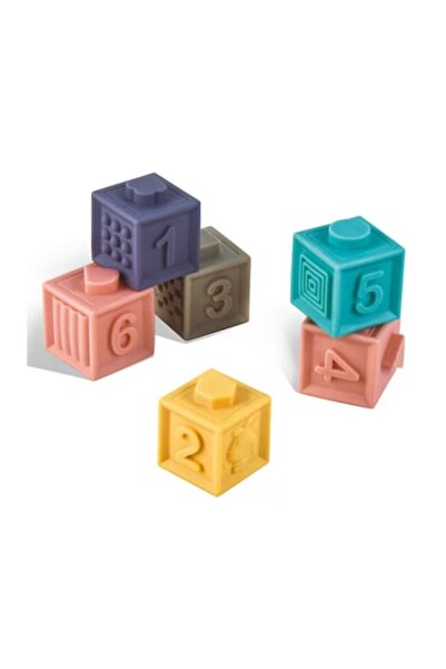 Almido Set de 6 cuburi senzoriale interactive moi pentru bebeluși, educative, pentru dentiție, silicon, Almido, multicolore