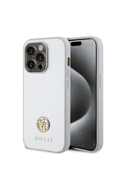 Guess Case for IPhone 15 Pro, Strass Metal Logo, Slim Protection, Silver