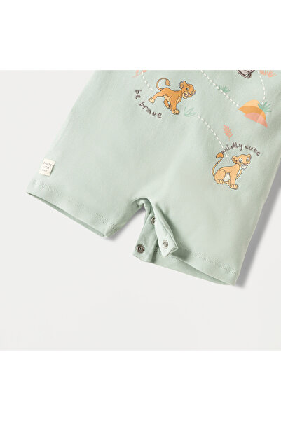 Disney Lion King Print Romper with Short Sleeves and Button Closure