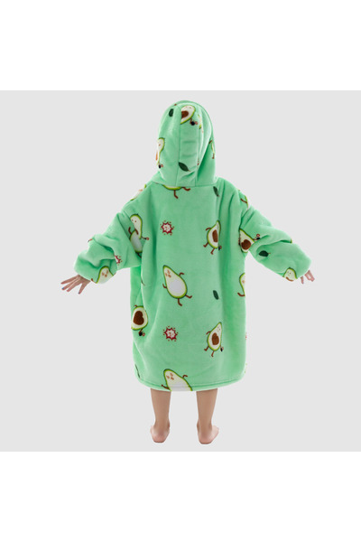 OEM Blanket with Sleeves for Children 4-8 Years, Sweatshirt Type, Hood and Pockets, Flannel Fleece, Polyester