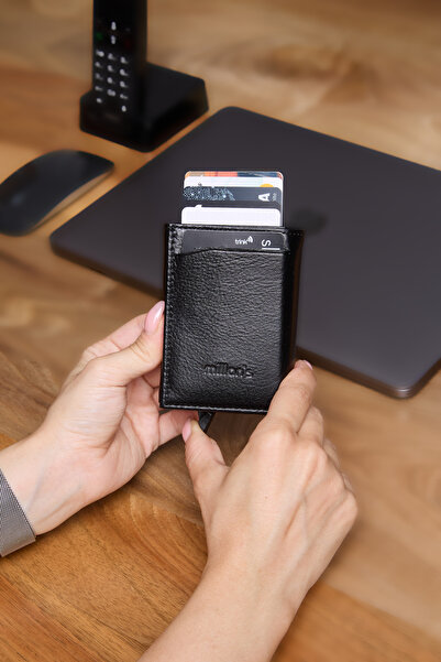 Milian's 3771 Hakiki Deri Premium Mekanizmalı Otomatik Cüzdan RFID Koruma