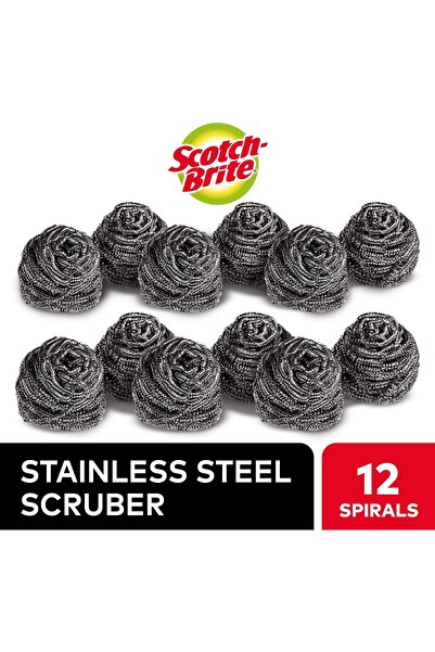 Generic Scotch-Brite Stainless Steel Spiral Cleaning Pads, Heavy-Duty Kitchen Scrubber, 12-Pack