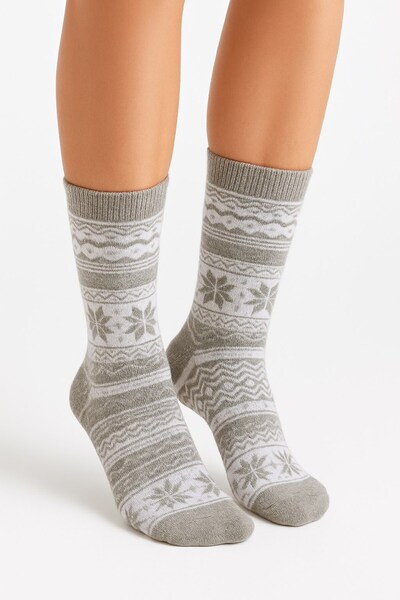 Plus Scorpion Women's Christmas Towel Patterned Socks – Cotton, Thick and Warm Christmas Themed Single Socks