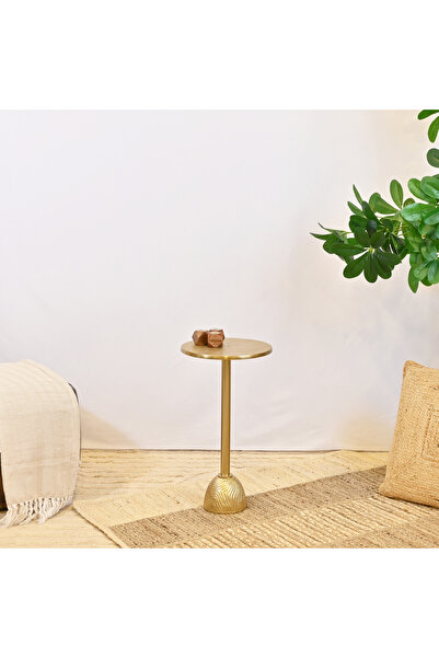 Crafted by Lifestyle Textured Metal Top Accent Table with Pedestal Base