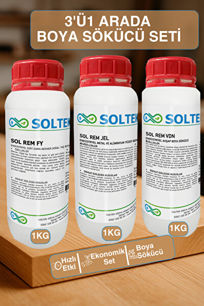 SOLTEK KİMYA EN GÜÇLÜ Kuvvetli 3'Ü1 ARADA BOYA SÖKÜCÜ SETİ