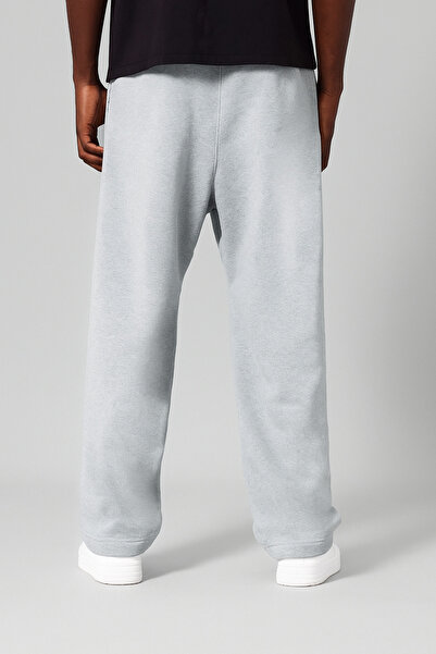 WAMOSSALAPLI Men's Gray Buggy Winter Wide-Leg Sweatpants with Fleece Lining