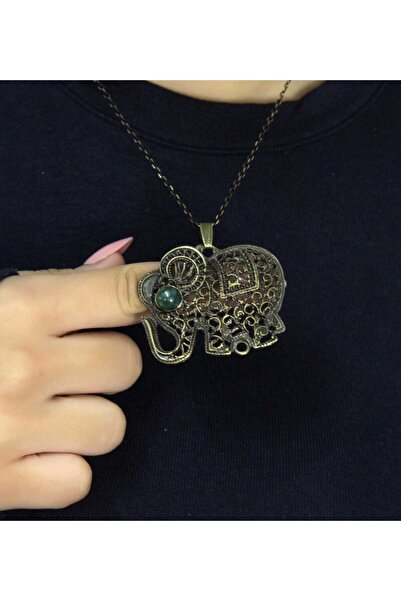 esha Natural Stone Green Agate Natural Stone Elephant Model Ancient Women's N...