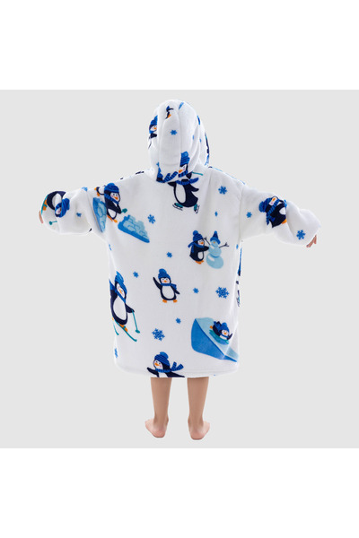 OEM Blanket with Sleeves for Children 4-8 Years, Sweatshirt Type, Hood and Pockets, Flannel Fleece, Polyester