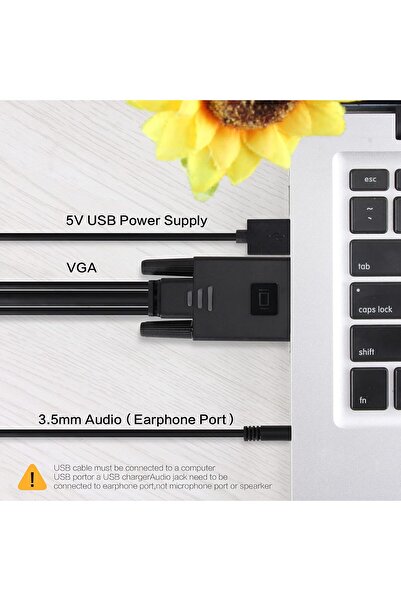 VCOM VGA to HDMI Cable 6Ft with USB Power and Audio - 1080P@60Hz