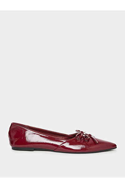 Styli Burgundy Patent Ballerina Flats